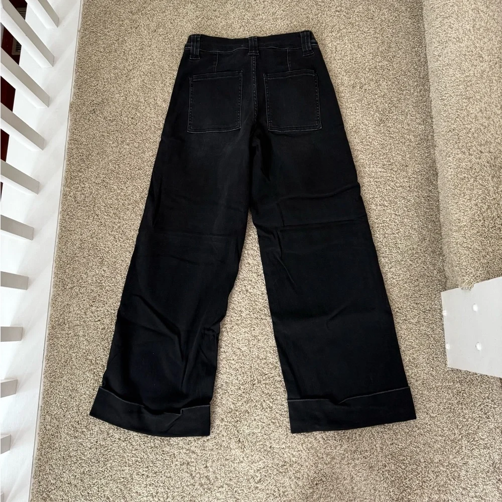 Vervet Super Soft Baggy Wide Leg Jeans Cuffed Black Size 25 - Picture 3 of 5